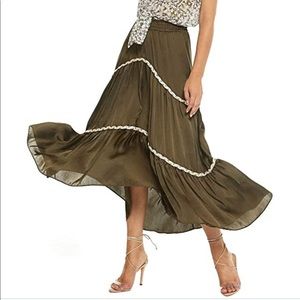 Misa Los Angeles Malia Midi Skirt Olive Green XS